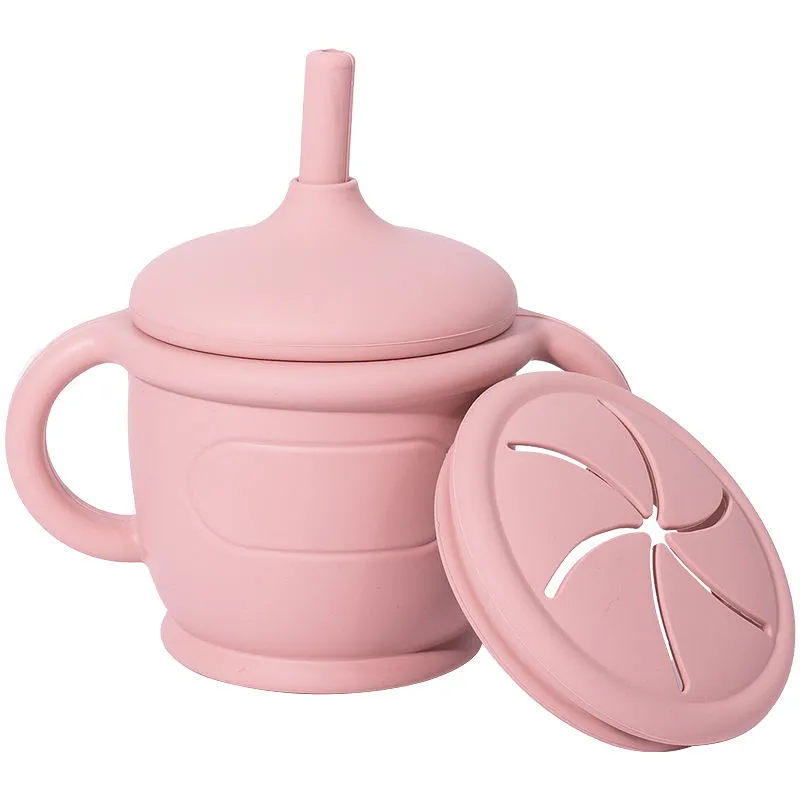 VASO PARA BEBE CON PAJIA, DE SILICON GRADO ALIMENTICIO, VASO 9.7X8.5X12.9CM, PAJIA 11.8X.96CM
